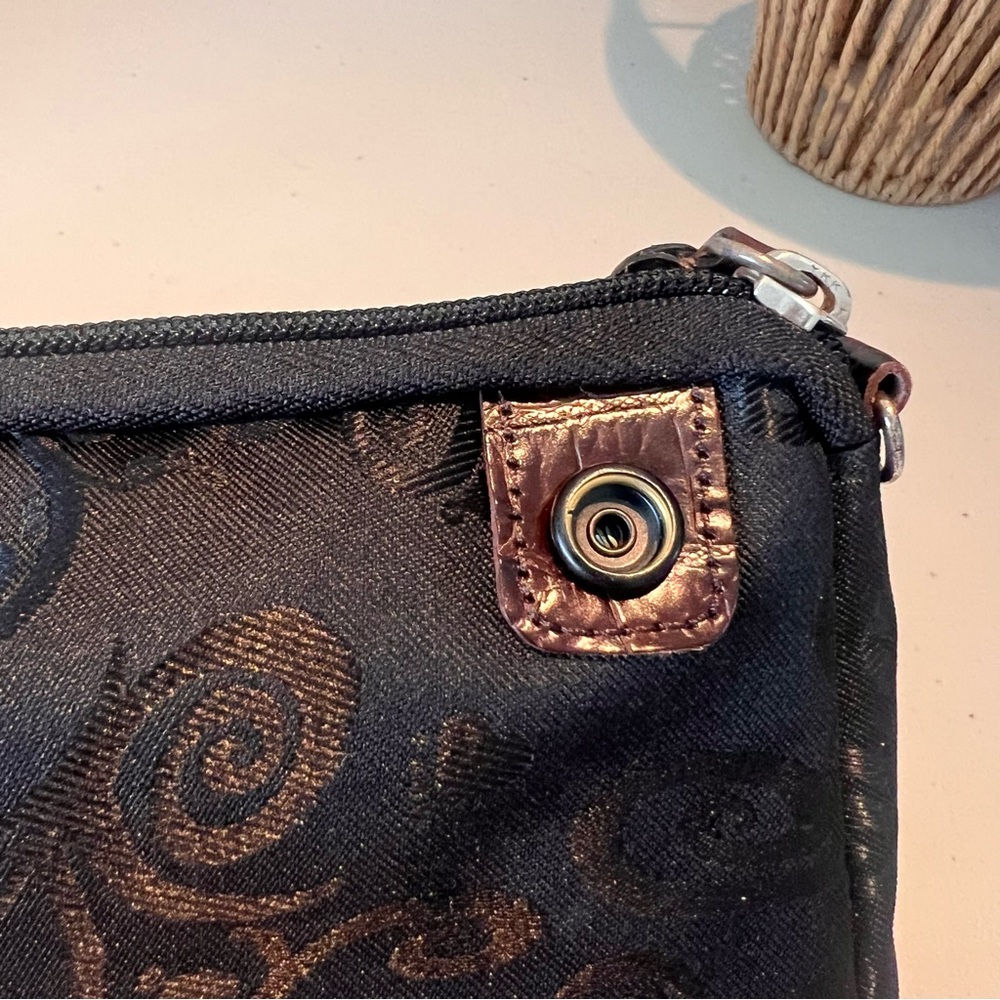Brighton Toiletry Bag Signature Black with Embossed Brown Leather Heart Accents - Picture 4 of 12